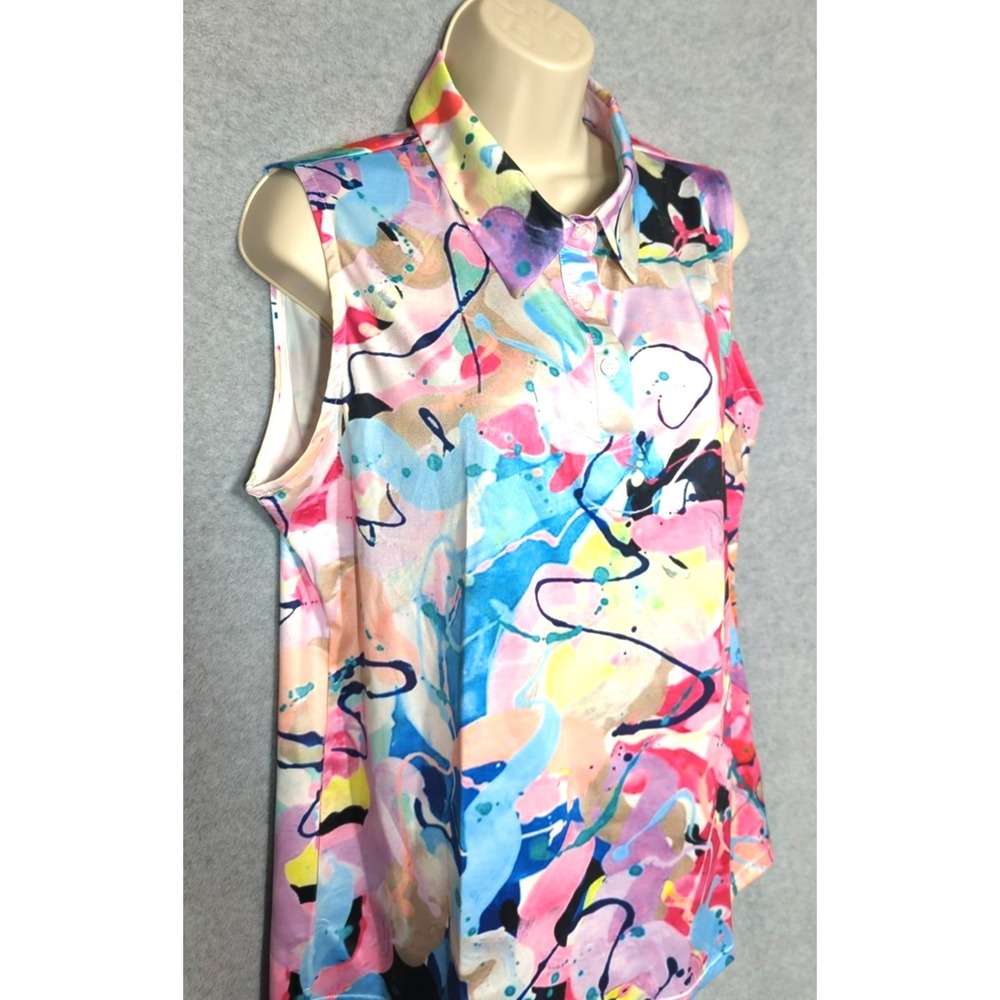NWT ACEGOLFS Polo Shirt  2XL Air Brush Sleeveless  Golf Easy Chic Head Turning
